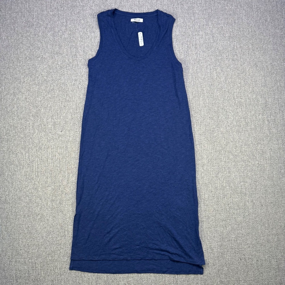 Madewell EcoVero midi Dress‎ NWT Medium Blue Sleeveless Side Slits Resort